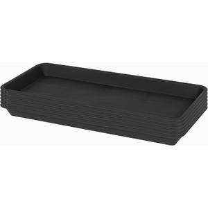 VUWEZ 6 Pack Plastic Plant Tray Saucer Rectangular, Heavy Duty Planter Saucers for Indoors, Plant Water Drip Trays for Flower Pot Planter, Windowsill Pot Tray, Seed Starting Growing Trays