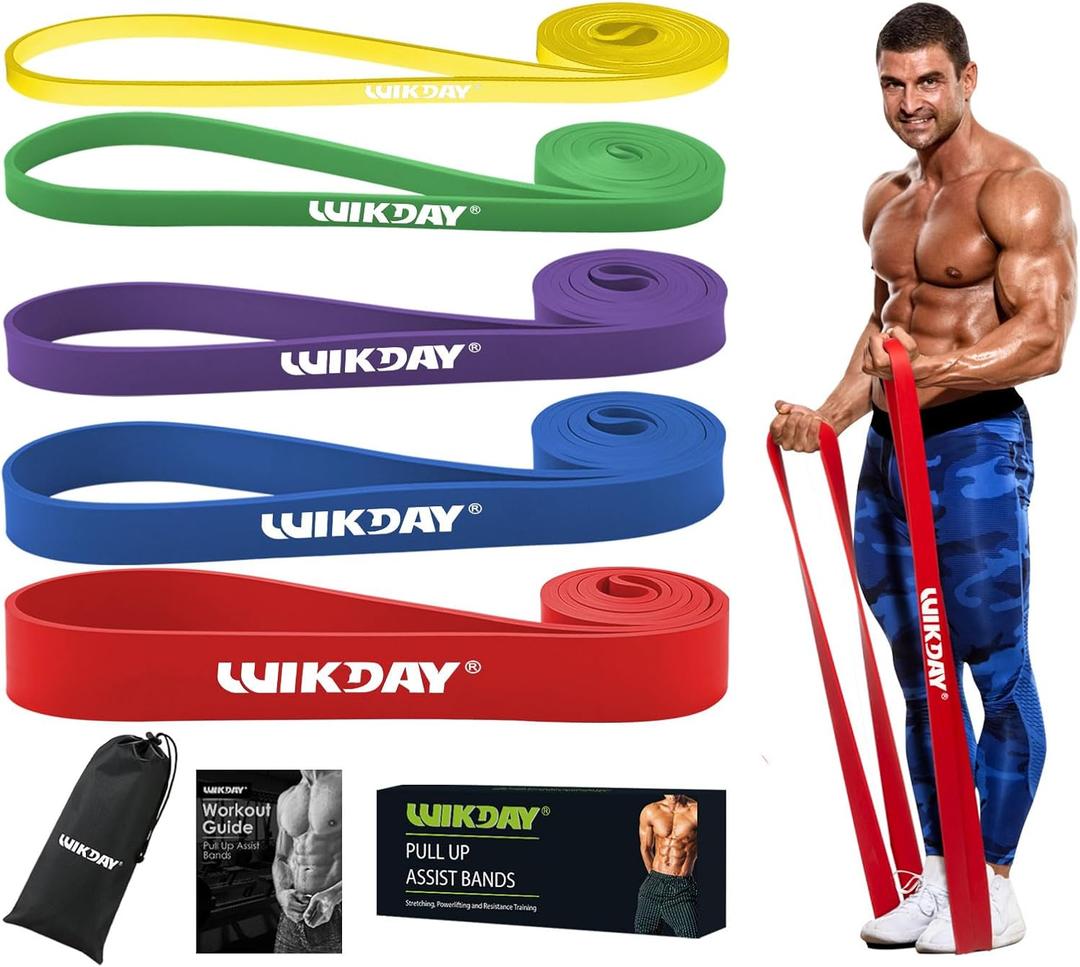 WIKDAY Resistance Bands for Working Out, Exercise Bands, Workout Bands, Pull Up Assistance Bands for Body Stretching Training Physical Therapy Muscle Training for Men & Women Multicolour (8-100lbs)