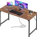 PRAISUN 47 X 20 Inch Office Computer Desk with Power Outlets and USB-C Port, Larger Gaming Desk, for Home Office, Study, Bedroom, Writing Work from Home Table, Metal Frame, Rustic Brown