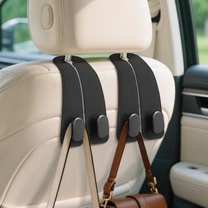 Fitnice Car Seat Headrest Hooks - Universal Car Purse Hook, Leather Car Bag Purse Holder with Double Metal Hooks for Handbags, Grocery Bags, Bottles, Phones