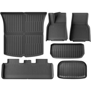 Floor Mats for Tesla Model Y 2021-2024, Set of 6 Mats All Weather TPE Waterproof Anti-Slip Front & Rear Trunk Mats Cargo Liners, Custom Fit for Tesla 5-Seater (Not Fit 7-Seat)