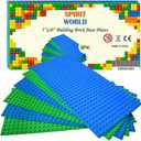 dspitwod Base Plates 5 x10 Inch Variety Baseplates for Brick Block Building Compatible All Major Brands Blue and Green Baseboard with Pin-Hole (6-Pack)