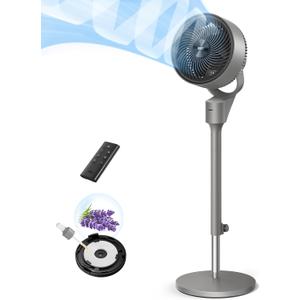 Dreo Fan for Bedroom, 80 Oscillating Standing Fan, 25dB Quiet, 80ft Pedestal Fans for Home Office, 90 Manual Vertical, 3 Speeds, Remote, 34-41" Adjustable Height, Air Circulator (Grey)