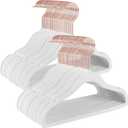 SONGMICS Baby Hangers, 50 Pack, Kids Hangers for Closet, 11.8 x 8.1 Inches, Rose Gold 360 Swivel Hooks, Space-Saving, Velvet, Non-Slip, Cloud White