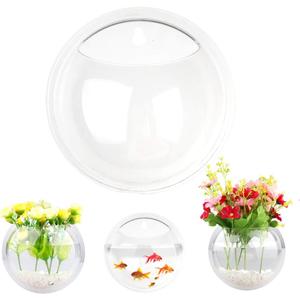 Firlar Clear Wall Hanging Plant Terrarium, 2 Pcs Acrylic Wall-Mounted Plant Pot Fish Tank Globe Flower Vase Terrarium Container Air Plant Holder Wall Hanging Bowl for Air Plants Succulents Fish