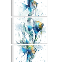 Apicoture Teal And White Canvas Decor Tropical Marine Wall Art with Vibrant Ocean Theme Painting Perfect Fish Posters For Beach House or BathroomWall Decor (002)