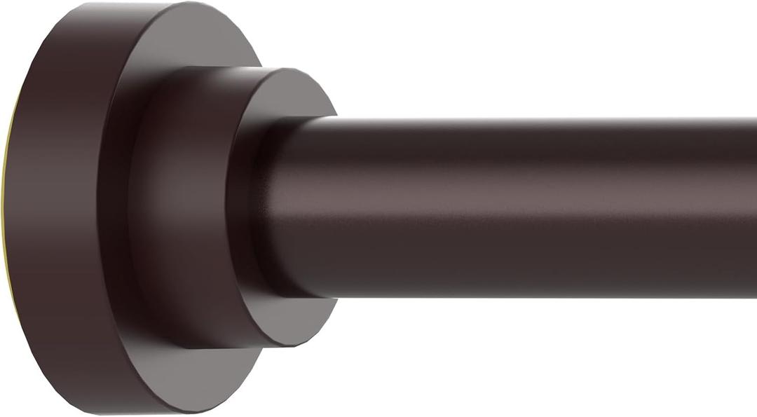 Brown Shower Curtain Rod Adjustable 43-92 inch, 1"Diameter Spring Tension Curtain Rod No Drill, Anti-Rust Non-Slip Shower Rod for Bathroom Tension Rod