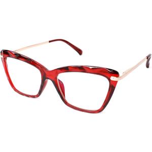 2 x Focus Series Reading Glasses for Women - Full Rim, Polycarbonate & Metal, Includes Case, Cleaning Cloth (Red)