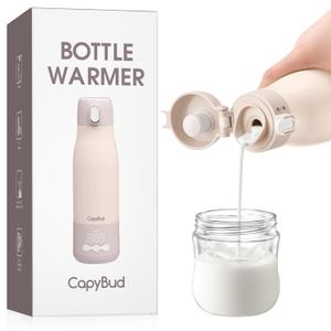 Portable Bottle Warmer for Travel, 3Min Fast Heating Bottle Warmer for Breastmilk & Water, 12 Oz Milk Warmer with Precise Temp Control and 9000mAh Long-Lasting Battery for Travel, Car, Outdoor