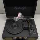 Vinyl Record Player 3-Speed Bluetooth Suitcase Portable Belt-Driven Record Player with Built-in Speakers RCA Line Out AUX in Headphone Jack Vintage Turntable (Black)