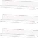 Weiai Clear Acrylic Shelf 15" Invisible Floating Wall Ledge Bookshelf, Kids Book Display Shelves Wall Mounted (15 Inch 3Pack)