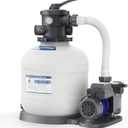 AQUASTRONG 16in Sand Filter Pump for Above Ground Pool with Timer, 3/4 HP Above Ground Pool Pump 3800 GPH for Pools up to 16000 GAL, Pool Filter with 6-Way Valve, Improved Circulation and Filtration