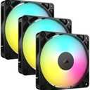 CORSAIR RS120 ARGB 120mm PWM Fans – Daisy-Chain Connection – Low-Noise – Magnetic Dome Bearing – Triple Pack – Black