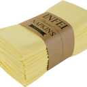 Solid Color Linen Blended Thin Dinner Cloth Napkins - Set of 12 (40 x 40 cm) - for Easter Events & Home Use (Yellow)