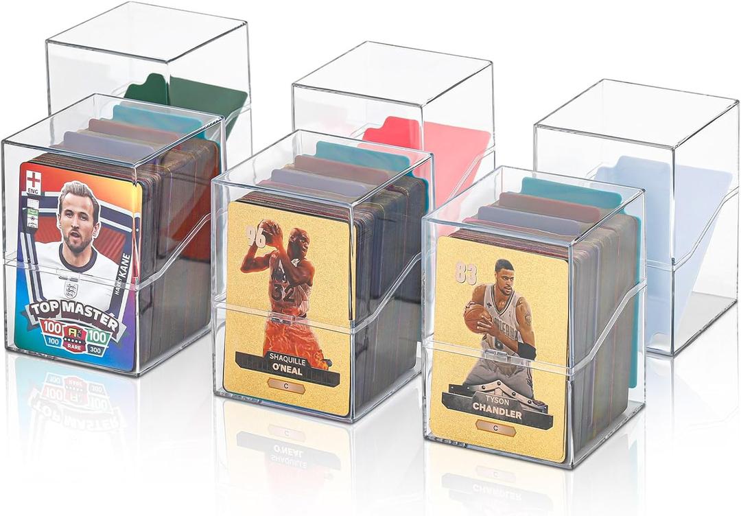 6 Pack Card Deck Boxes: Transparent Storage for TCG, MTG, YuGiOh, Sport Cards and Other Collectible Cards  Compact Clear Organizers, Holds 800+ Cards, Ideal for Collection and Storage