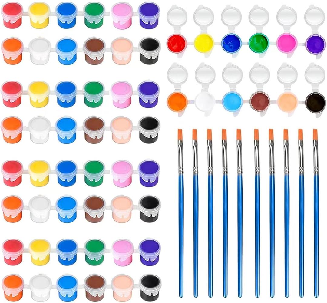 GODLIY Mini Acrylic Paint Set for Kids,5 Pack 12 Colors Washable Kids Paint kit,Perfect for Home Birthday Classroom Party Favors,Painting Canvas,Paper,Wood,Rock & Fabric