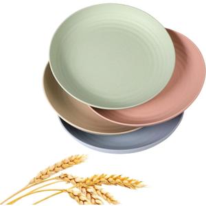 Wheat Straw Plates Lightweight Unbreakable Dinner Dishes Plates Set Dishwasher & Microwave Safe (Large 4 Pack 8')