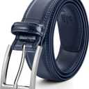 Mens Genuine Leather Dress Belt Classic Casual Belt with Single Prong Buckle for Jeans Pants Work and Business (36(Waist:34), Blue)