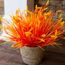 Artificial Fall Fake Outdoor Plants Flowers for Autumn Decoration,10 Bundles Faux Plastic Tall Monkey Grass Greenery UV Resistant Realistic for Home Outside Planter Window Porch Patio Garden (Orange)