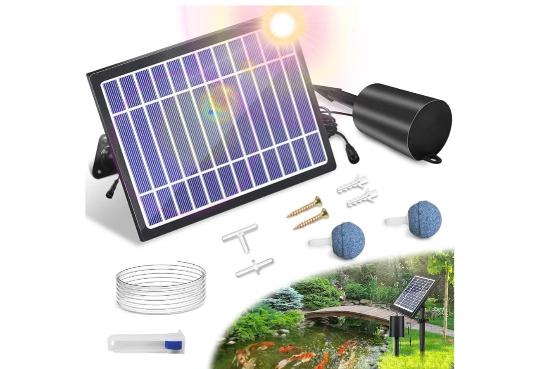 Solar Pond Aerator with Air Pump, 3 Modes(18H/36H/72H) Solar Aerator for Ponds Outdoor, 4W & 2200 mAh Solar Powered Air Pump with Bubble Regulator for Small Fish Pond, Stock Tank, Aquarium Hydroponics