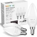 Lepro E12 LED Candelabra Light Bulbs, 5000 Kelvin Daylight White 5.5 watt, 40 watt Equivalent B11 C37 Ceiling Fan Bulb Chandelier Bulbs, Type B Small Base Candle Lights, Plastic, Not-dimmable, 3-Pack