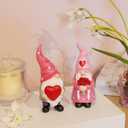 Gnomes Valentines Decorations Table Ornaments - 2 Pc Christmas Gnome Figurines Valentine's Day Decor Gifts for Him Resin Handmade Sweet Mr and Mrs Gnomes Decor for Home 5.25 H inch Newman House Studio