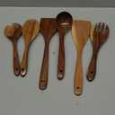 Wooden Non-Stick Kitchen Pan Toolset 7 Pieces Set,100% Natural Teak Kitchen Utensils Spatula, Wooden Cooking Utensils Spoons, Fried Spatula and Salad Fork