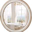 Round Wall Mirror with Distressed Wood Frame, Rustic Farmhouse Style, Ideal for Living Room, Bathroom & Bedroom Decor (31.5x31.5)