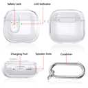 AIRSPO for Airpods 4 Case Cover with Cleaner Kit, Secure Lock Clear Soft TPU Protective Cover Compatible with Apple AirPods 4th Generation Wireless Charging Case with Keychain, Clear Black