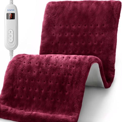 RENPHO XL Electric Heating Pads, King Size Heating Pad for Back Pain & Cramps Relief, FSA Eligible HSA Store, Mothers Day Gifts for Mom Wife, ETL Certified, Auto Shut Off, 12" x 24" Red