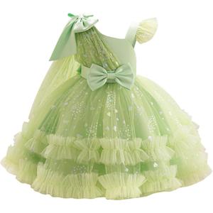 IBTOM CASTLE Girls Birthday Party Dress Heart Glitters Tulle Princess Dress Toddler Flower Girl Wedding Prom Pageant Dress (Green)