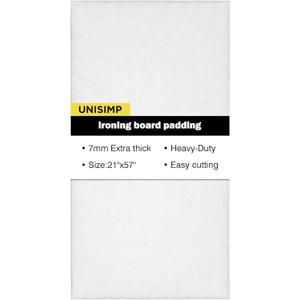 Unisimp Ironing Board Padding Only, Heavy Duty Standard Ironing Board Pad Replacement, Cut-to-Fit for Standard, Wide & Large Board Sizes up to 21 x 57 Inches (White)