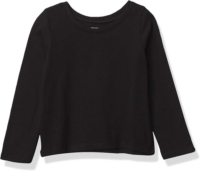 The Children's Place baby girls And Toddler Long Sleeve Basic Layering T-shirt T Shirt, Black 1Pack, 12-18 Months US
