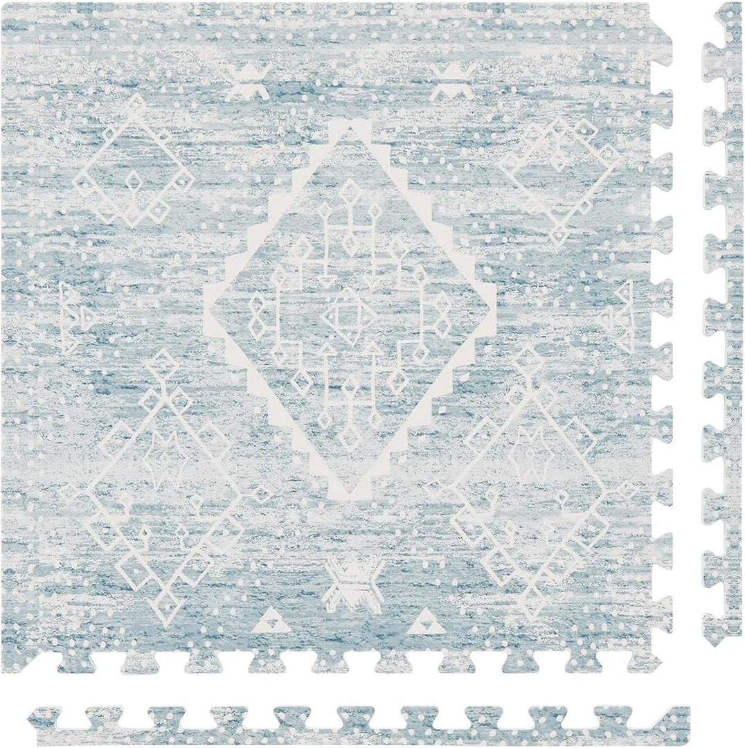 Baby Play Mat  4x8 Indigo Ula  Set of 8 Tiles  Cushioned EVA Foam Play Mat for Floor, Soft Interlocking Baby Crawling Mats for Hard Floors