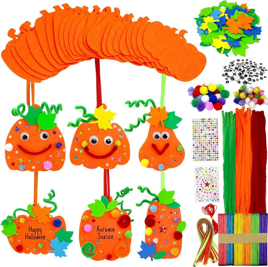 Pseutio 30 Set Fall Crafts for Kids DIY Pumpkin for Crafts Decorations Halloween Craft for Kids Halloween Thanksgiving Art Craft Decorations