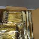 N9R 500PCS Gold Plastic Silverware - Gold Plastic Cutlery Set Disposable Flatware Dinnerware -200 Forks, 150 Spoons, 150 Knives for Party, Birthday, Wedding Utensils