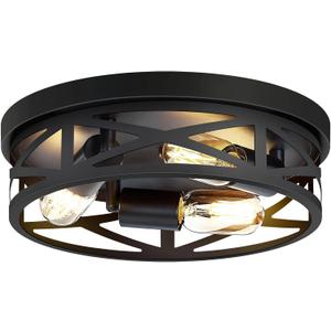 ZHU YAN 13 inch Farmhouse Ceiling Light Fixture,3-Light Hallway Light Fixtures Ceiling,Black Flush Mount Ceiling Light,Light Fixture Ceiling Mount for Kitchen Hallway Entryway,E26 Base1 Pack