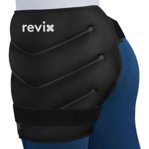 REVIX Extra Large Hip Ice Pack Wrap After Surgery, Reusable Gel Cold Pack for Hip Replacement Recovery, Sciatic Nerve, Cold Therapy Hip Flexor Compression Wrap, Black