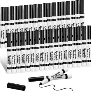 36 Pcs Black Washable Markers Bulk Coloring Broad Line Markers for Kids Black Conical Tip Drawing Pen for School, Travel Art Baby Shower Gender Reveal Christmas Party Supplies, Ages 6+