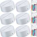 Honoson 6 Pieces 3D Night LED Light Lamp Base 16 Colors LED Display Base with Remote Control and USB Cable, Christmas Light Lamp Display Acrylic for Restaurant Shop(Small,White)