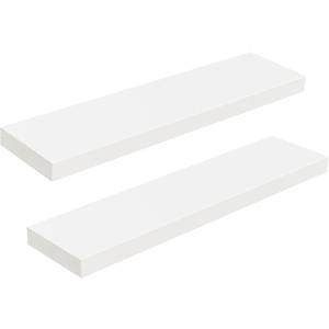 HOOBRO Floating Shelves for Wall, Wall Mounted Shelf Set of 2, 31.5" Hanging Shelf with Invisible Brackets, for Wall Decor Storage in Bathroom Bedroom Kitchen Living Room Office, White WT80BJP201