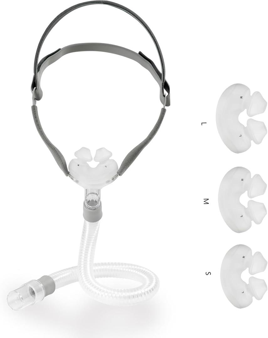 Nasal Pillow Universal Replacement Kit, Nasal Msk with S,M,L Size Nose Pillow Adapter, Frame Cushion, Elbow/Swivel,HeadHear,Strap and Hose Easy to Connecting Your Machine