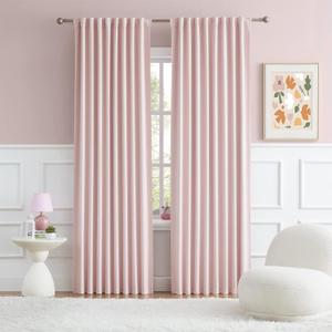 Back Tab and Rod Pocket Muted Pink Curtains for Girls Bedroom Decor Baby Pink - Room Darkening Thermal Insulated for Living Room 52 x 84 Inches Long Set of 2 Panels