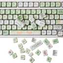 GK GAMAKAY 132 Keys Green White Keycaps Set, MOA Profile PBT Five-Sided Thermal Sublimation Cute Puppy Keycap for 61/68/75/80/84/87/98/104/108 Layout Mechanical Gaming Keyboard (Green)