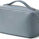 EACHY Travel Makeup Bag, Large Capacity Cosmetic Bag for Women, Waterproof PU Leather, Flat Open Portable Toiletry Bag for Skincare, Brushes & Travel Essentials