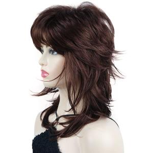 Wiginway Long Shaggy Layered Hair Natural Straight Wavy Shags Wig Soft Syhthetic Hair (#33A Dark Auburn)