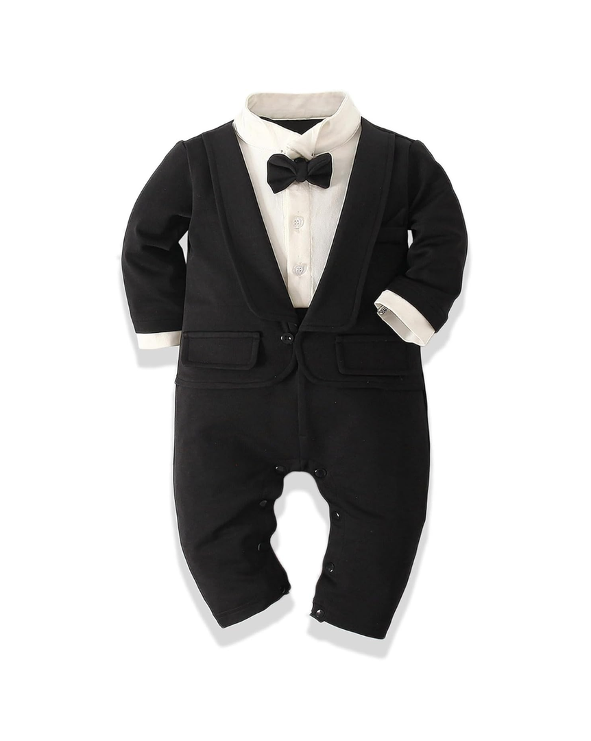Baby Boy Suit Formal Gentleman Wedding Romper Jumpsuit Set Outfit Tuxedo, 3-6 month 70