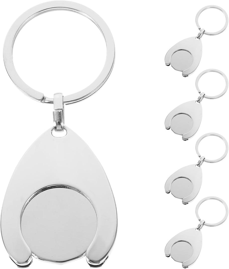 TOYANDONA 5pcs Quarter Holder Keychain: Shopping Cart Token Trolley Coin Keyring - Zinc Alloy Key Ring for Grocery Carts - Portable Mini Coin Holder for Bags Backpacks Keys