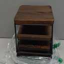 MyGift Dessert Table Display Set, 4pcs Food Risers, Brown Wood Buffet Risers, Pizza Stand with Matte Black Metal Wire Base, Dessert Display Stands