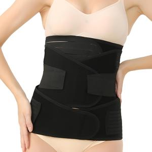 3 in 1 Postpartum Belly Band Post Partum Waist Trainer for Women Abdominal Binder Surgery C Section Recovery Must (Black, XXL)